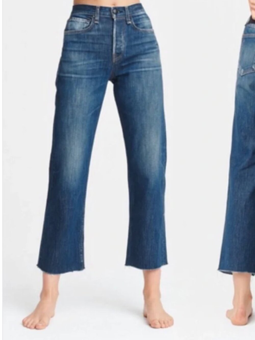Rag & Bone Maya High rise crop flare Classic Blue Jeans 25